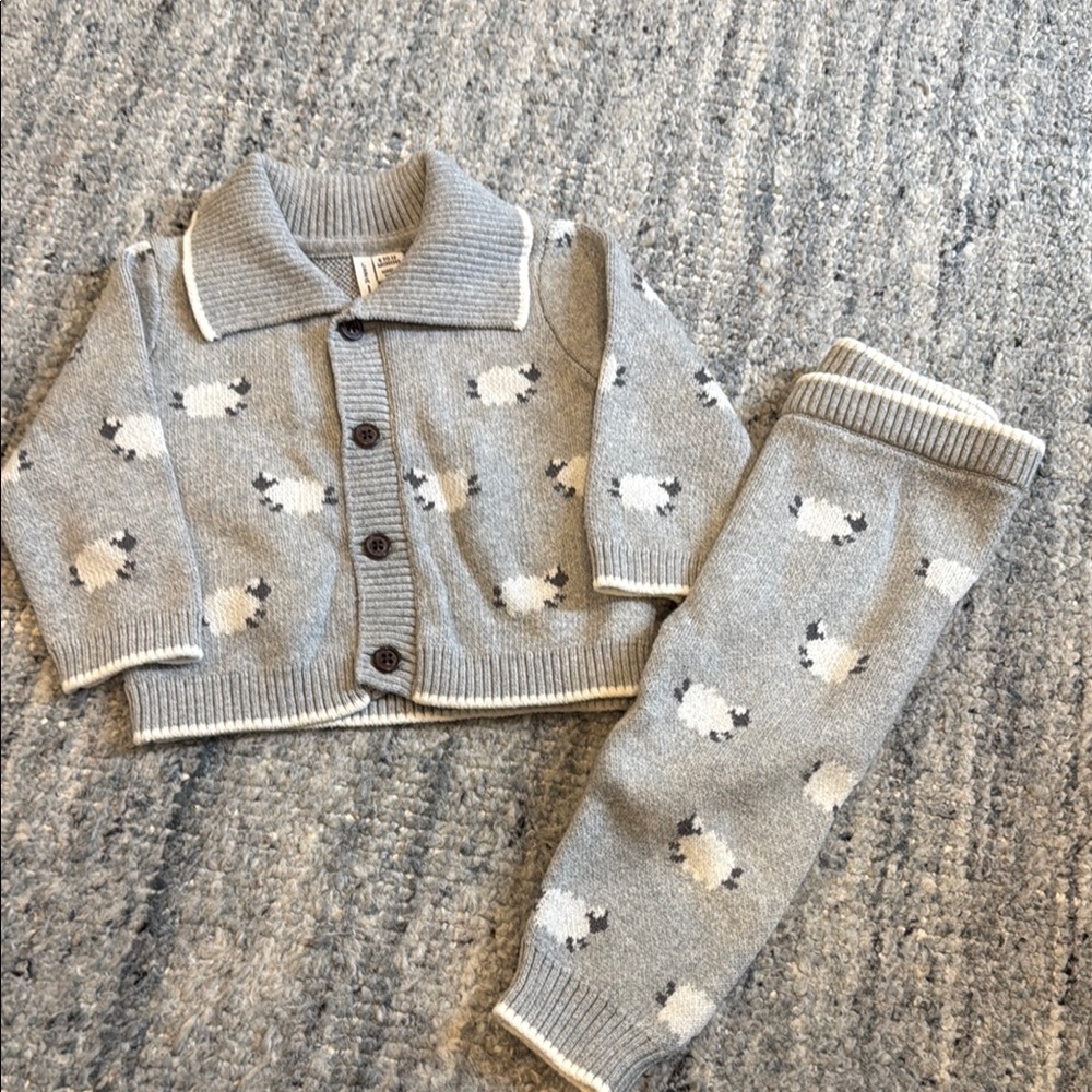 Janie and Jack Gray Sheep Pattern Kids Matching Set